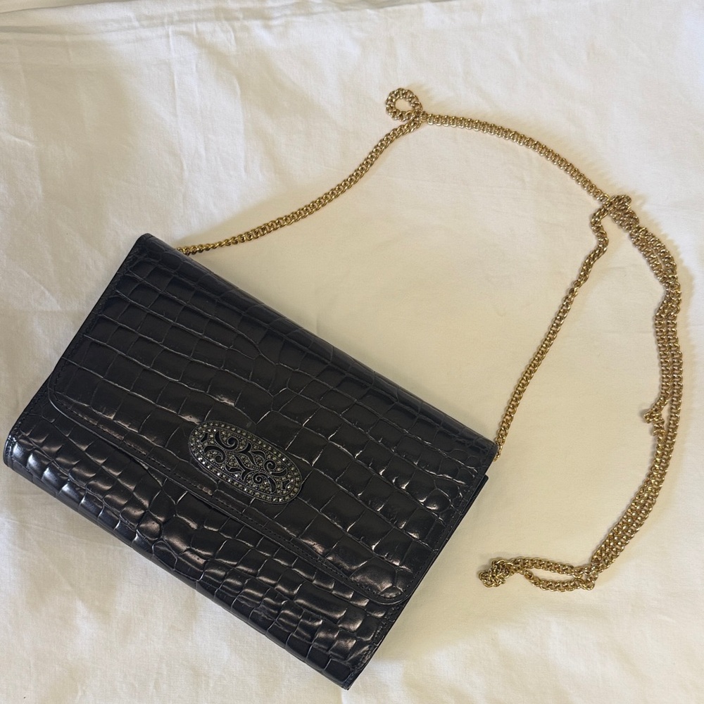 Judith Jack Black Clutch/Shoulder Bag, Marcasite Clasp